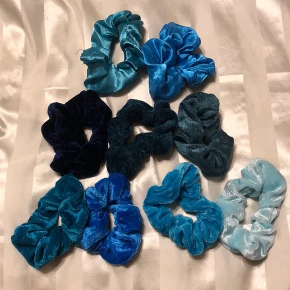 9pc Blue Scrunchies - Picture 1 of 2